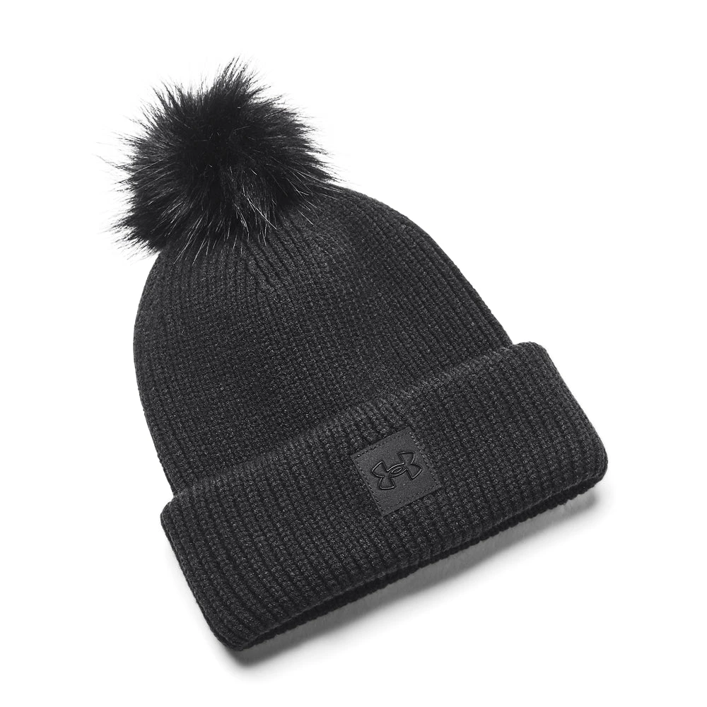 Under Armour Ladies ColdGear Halftime Ribbed Pom Beanie 1373098 1 Under Armour Ladies ColdGear Halftime Ribbed Pom Beanie 1373098