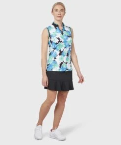 Callaway Ladies Printed Floral SL Golf Polo Shirt CGKSC017 -FootJ Golf Shop CGKSC017 002 01 scaled 1