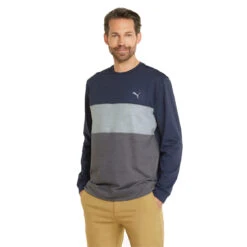 Puma Cloudspun Colourblock Crew Neck Golf Mid Layer 535458 -FootJ Golf Shop CLOUDSPUN Colourblocked Crew Neck Golf Sweatshirt Men 2