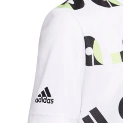 Adidas Junior Graphic Print Golf Polo Shirt HC0251 7 Adidas Junior Graphic Print Golf Polo Shirt HC0251 -FootJ Golf Shop HC0251 4 APPAREL Photography DetailView1 white