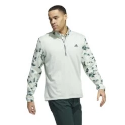 Adidas Splatter Print 1/4-Zip Golf Mid Layer HN7174 -FootJ Golf Shop HN7174 6 APPAREL OnModel WalkingView white