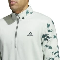 Adidas Splatter Print 1/4-Zip Golf Mid Layer HN7174 -FootJ Golf Shop HN7174 7 APPAREL OnModel DetailView1 white