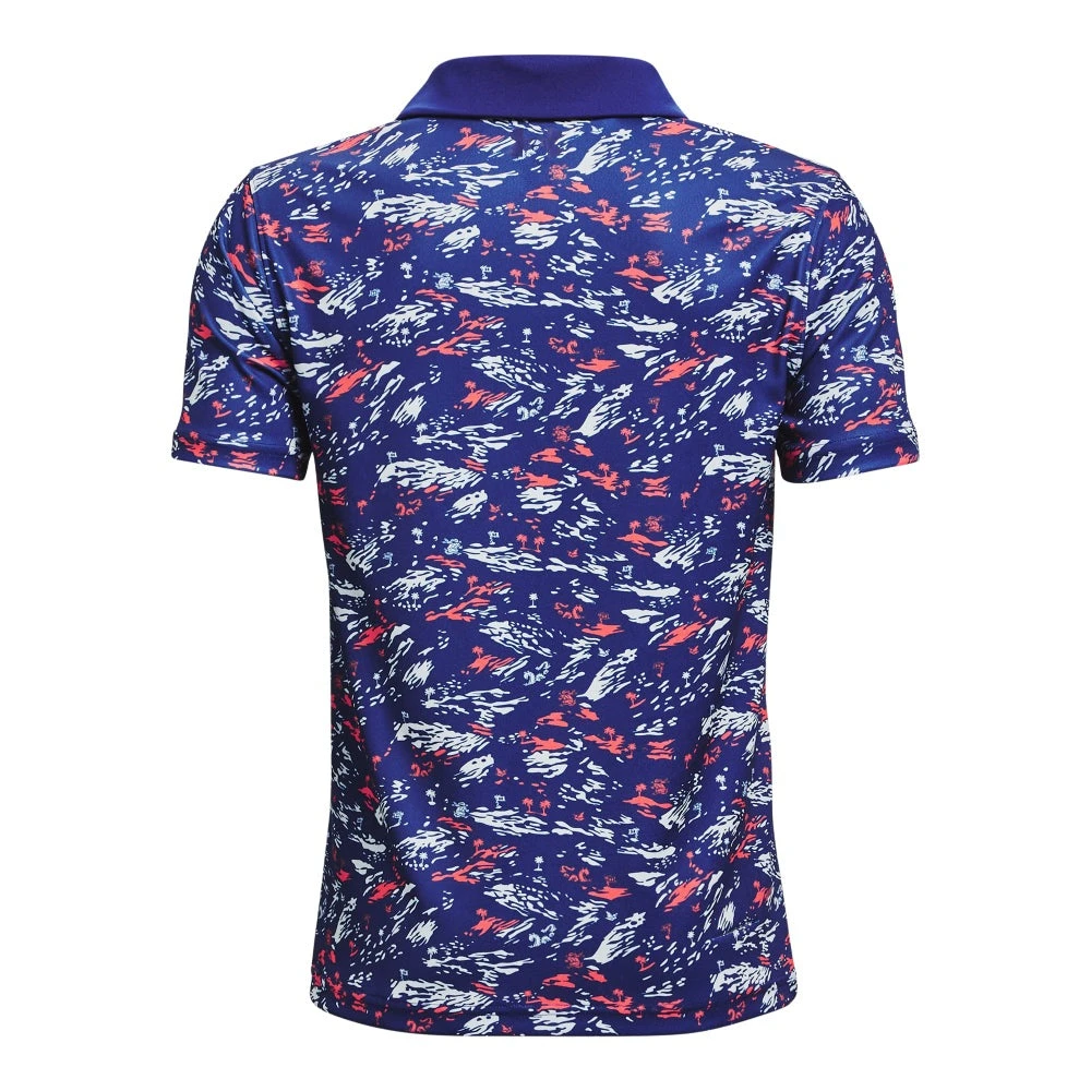 Under Armour Junior Performance Paradise Printed Golf Polo Shirt 1373642 2 Under Armour Junior Performance Paradise Printed Golf Polo Shirt 1373642 - Image 2